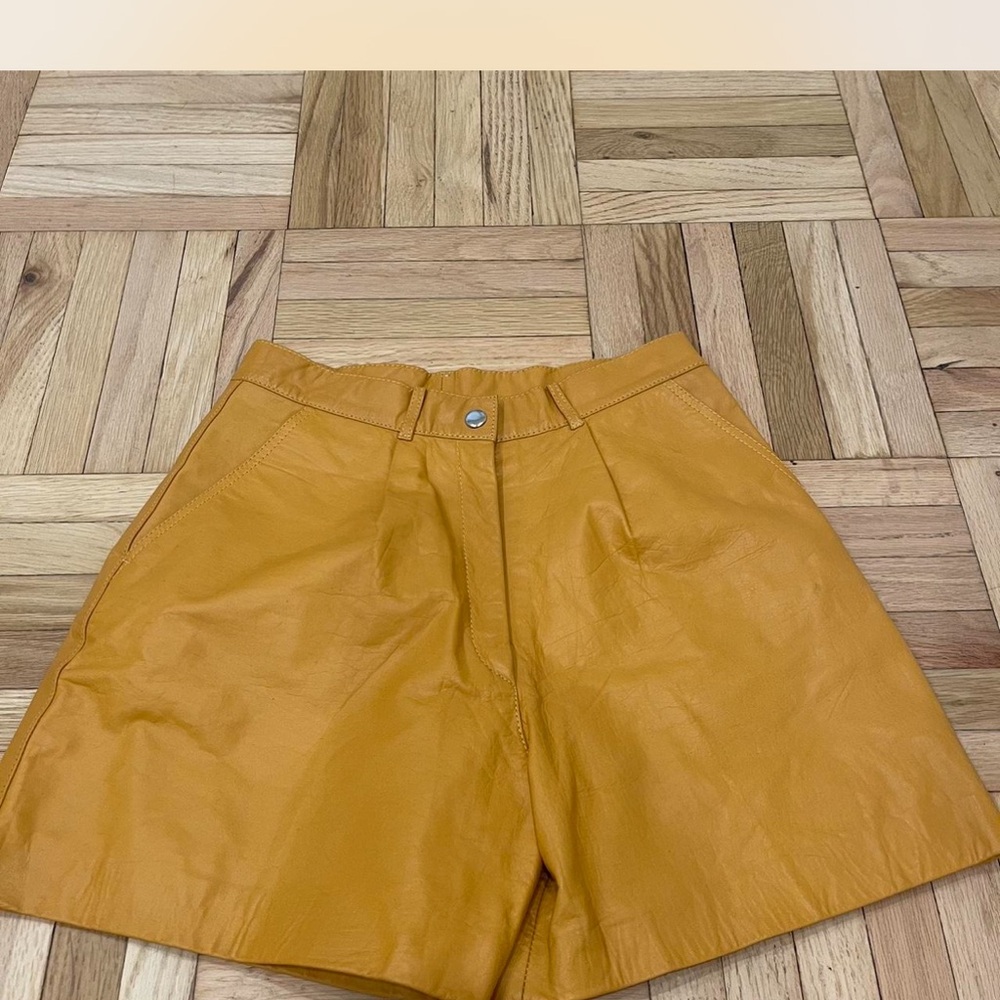 Women's yellow leather Shorts